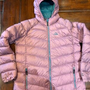 L.L. Bean lilac Puffer Jacket with teal Accents